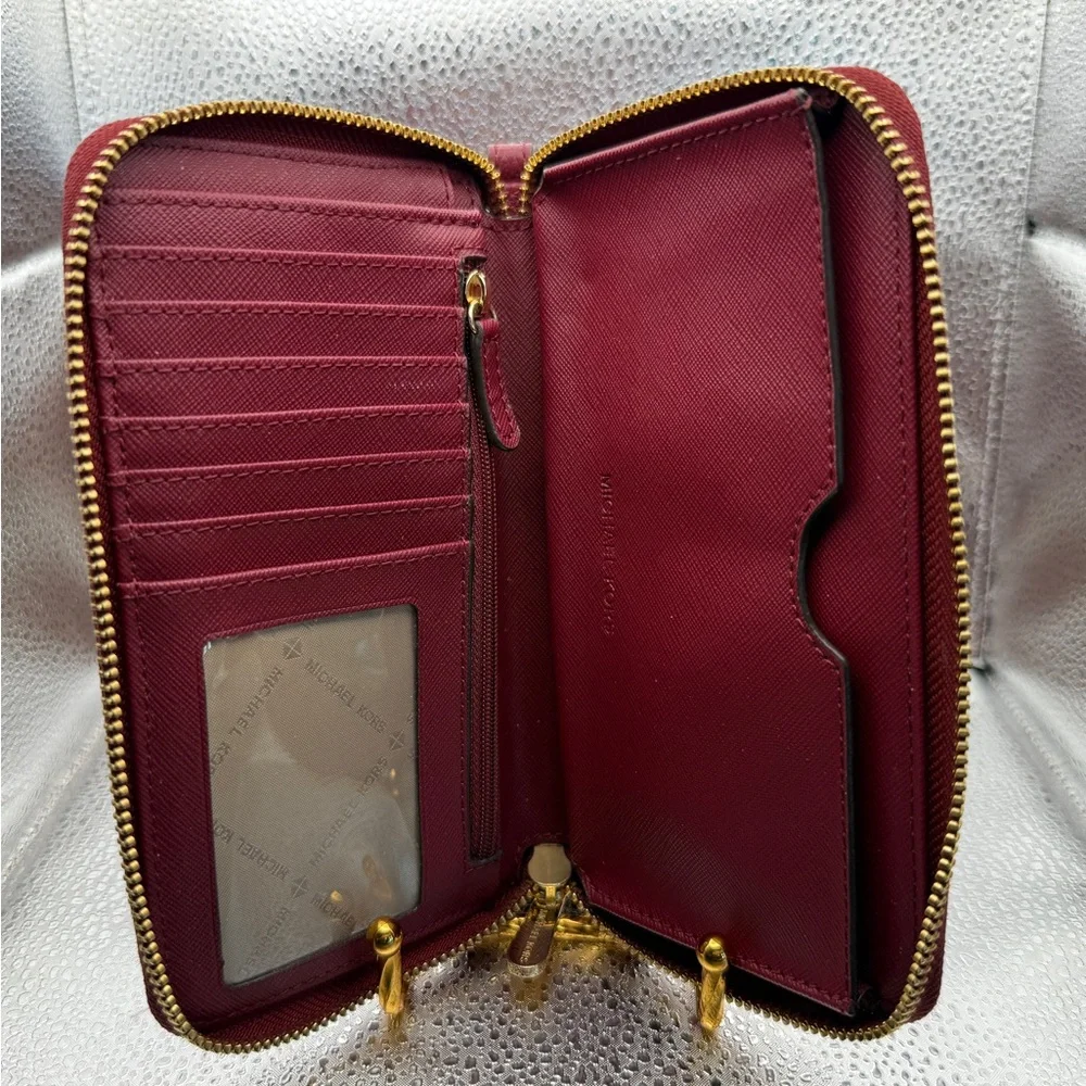 Michael Kors Burgundy Studded Wallet - Picture 3 of 4